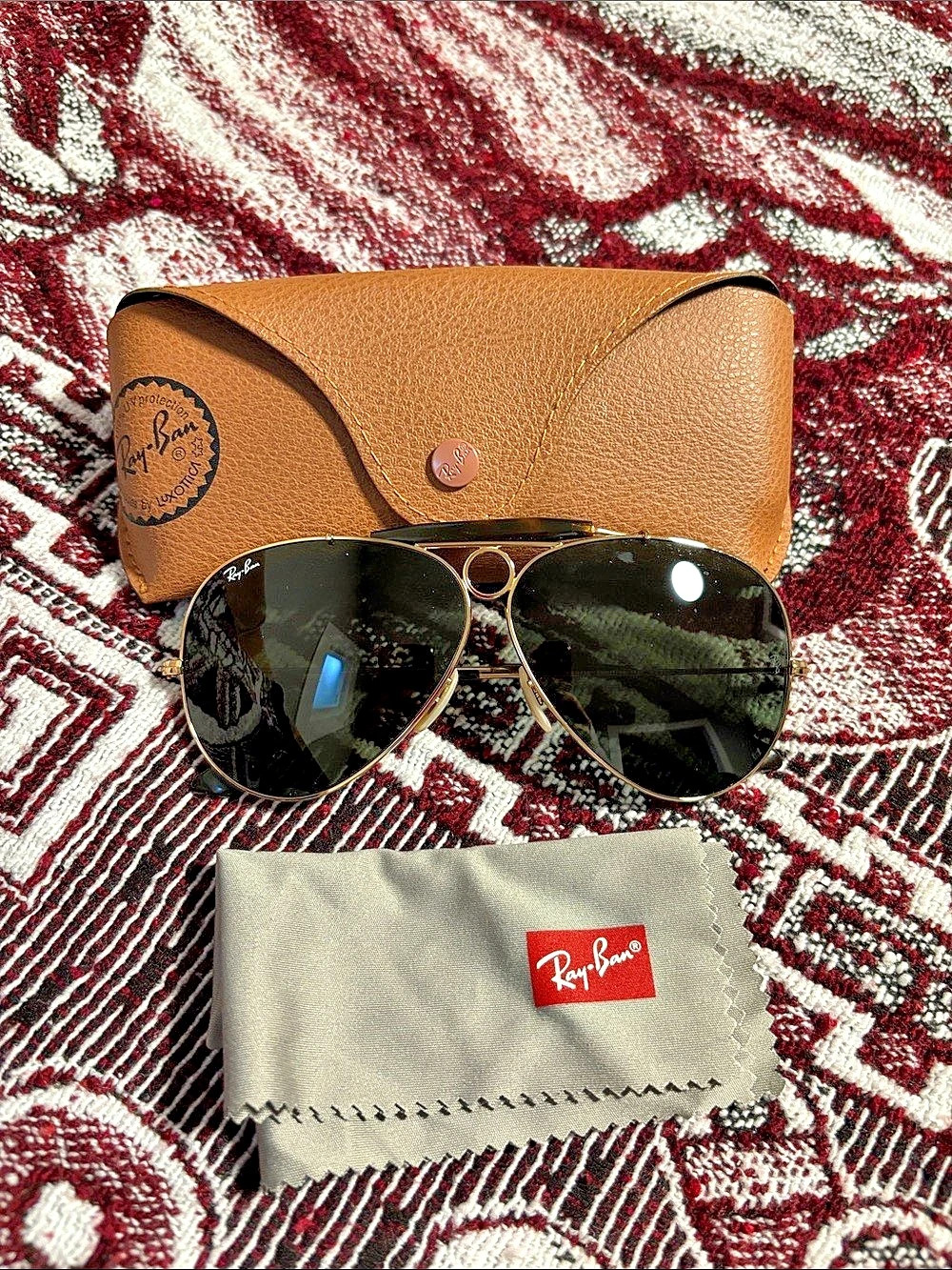 Ray-Ban Outdoorsman Craft RB3422Q Sunglasses Aviator Sunglasses in Black & Gold